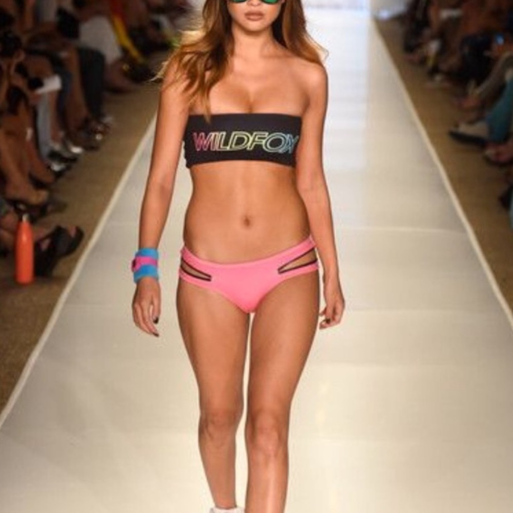 Wildfox Scuba Pink and Orange Ombré Bikini Bottom Zipper Detail Medium